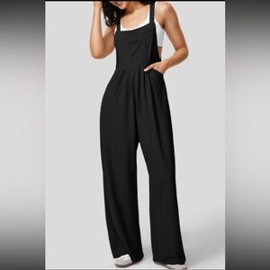 HALARA Classic Black Wide Leg Jumpsuit Waffle Knit